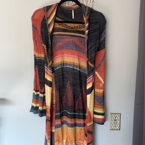 Free People Long Cardigan Aztec Knit